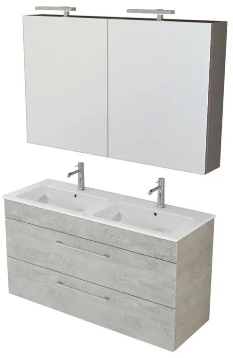 Mobile bagno sospeso 120 cm Smart grigio legno con specchio