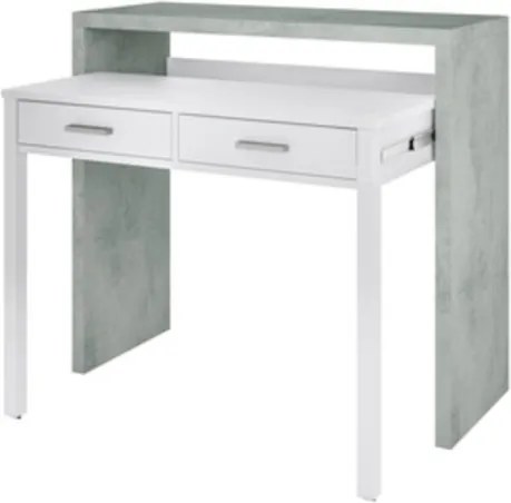 Scrivania Consolle Estraibile Salvaspazio 98x36x87 Cm Bianco Cemento