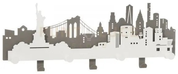 Appendiabiti in ferro da parete new york fango e bianco marmo
