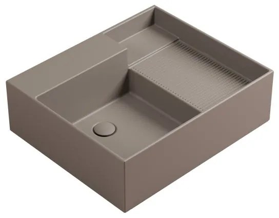 Lavabo da appoggio Nobu COLAVENE senza foro rettangolare in ceramica L 60 x H 21 x P 50 cm marrone opaco piletta non inclusa