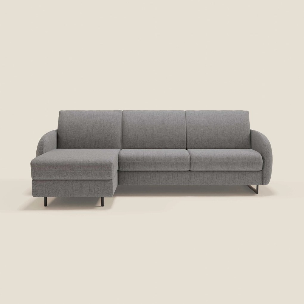 Ninfea Divano Letto Angolare con Penisola Contenitore e Materasso H18 cm - piedini in metallo e Tessuto impermeabile T03