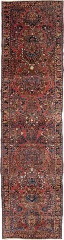 Antik Stilizzato Rosso Ruggine Blu Scuro Corsia 80x300 Cm