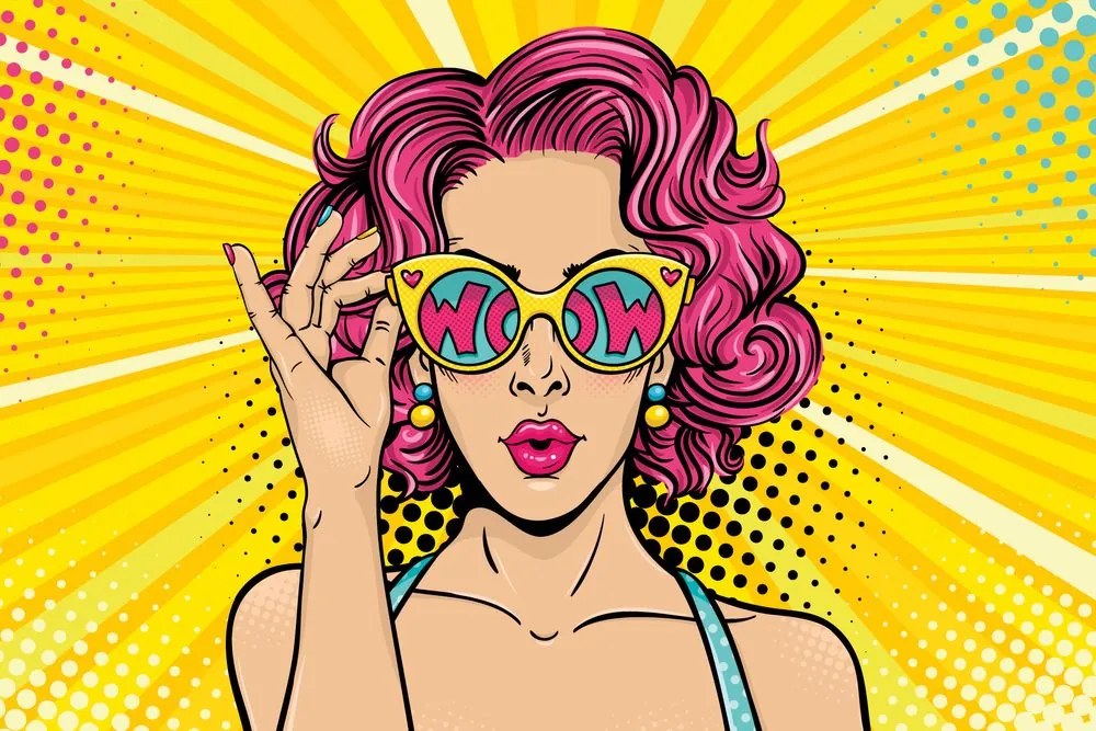 Carta da parati – Donna con capelli rosa