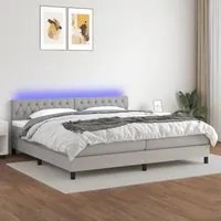 Letto a Molle Materasso e LED Grigio Chiaro 200x200 cm Tessuto cod mxl 64822