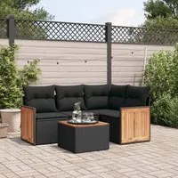 Set Divani da Giardino 5 pz con Cuscini in Polyrattan Nero 3227616