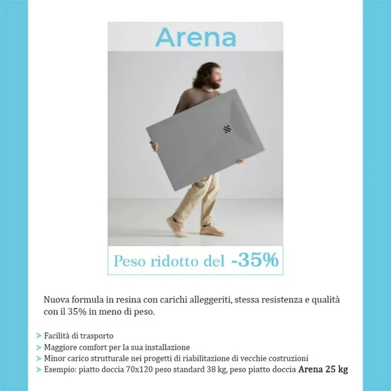 Piatto doccia in resina 80x140 Arena grigio completo di kit scarico