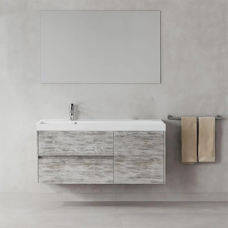 Mobile bagno con lavabo L 120 x H 51 x P 40 cm grigio antico in mdf, 1 anta 2 cassetti per vasca centrale Portofino