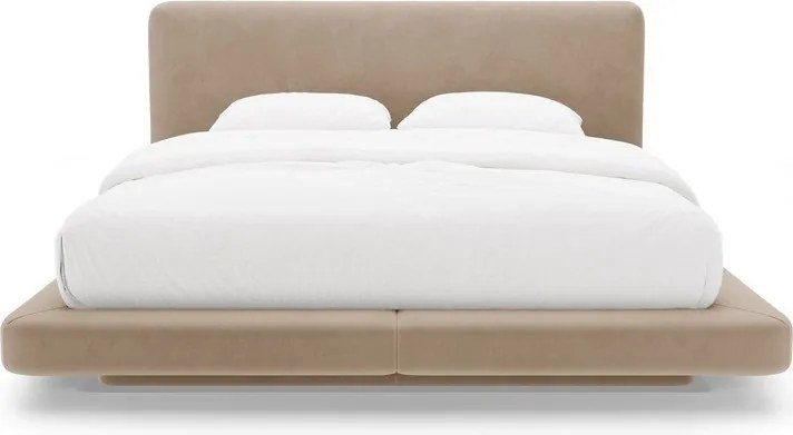 Letto matrimoniale imbottito marrone chiaro 140x200 cm Linea – Micadoni