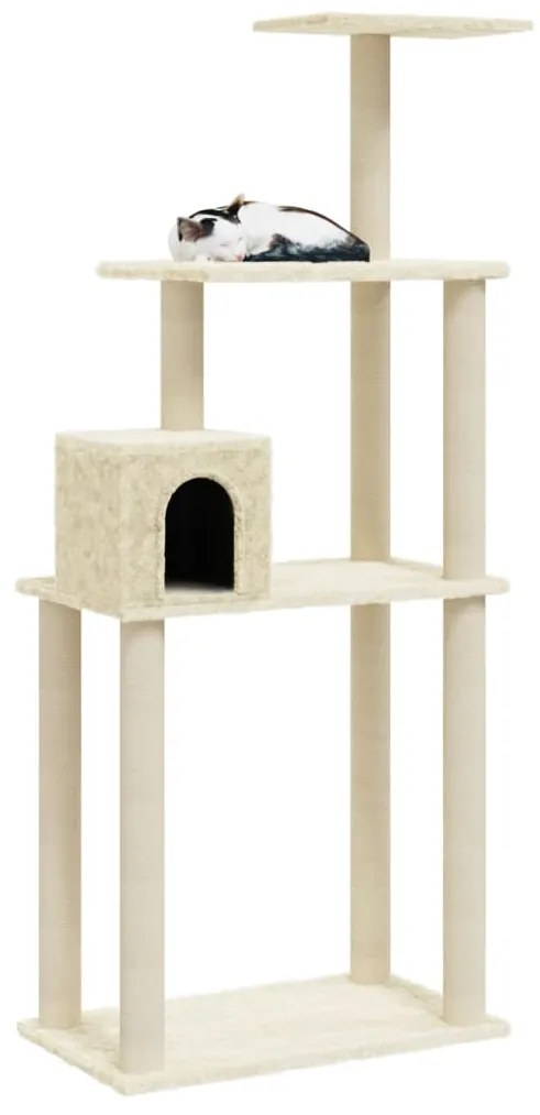 Albero per Gatti con Tiragraffi in Sisal Crema 147 cm