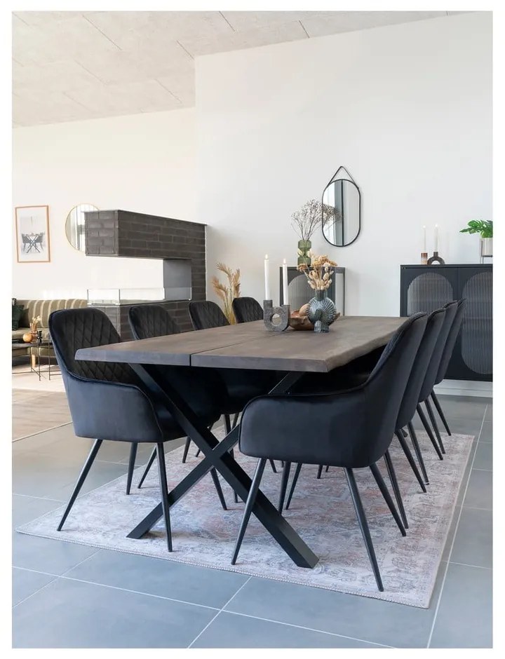 Set di sedie da pranzo nera in imbottito con braccioli 2 pz Harbo – House Nordic