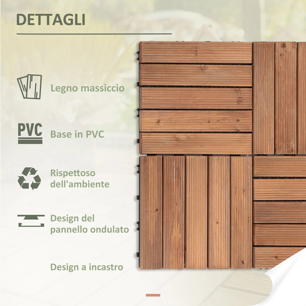 Pavimentazione da Esterno Incastrabile 27 Mattonelle in Legno  Marrone...