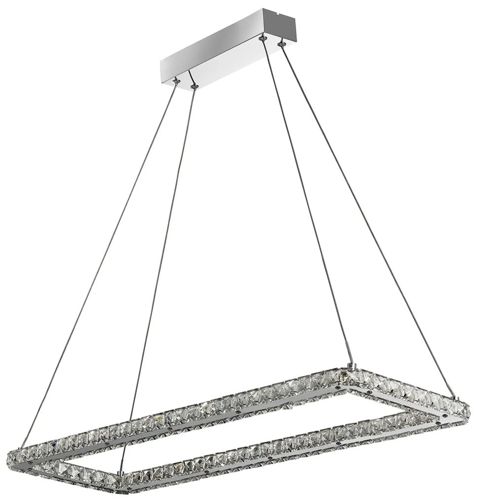 Lampadario Contemporaneo Trifoglio Acciaio Cromo Led 37W 3000K