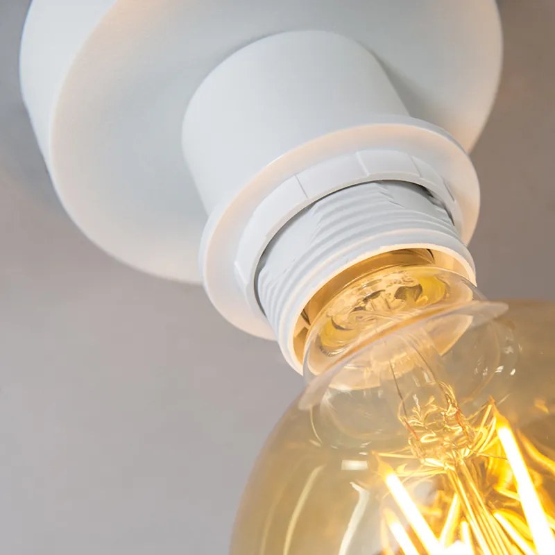 Plafoniera moderna bianco opaco con paralume nero 45 cm - Combi