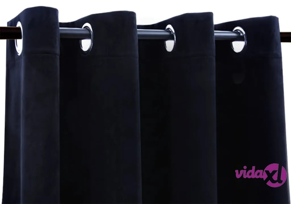 vidaXL Tende Oscuranti con Anelli 2 pz Nere in Velluto 140x175 cm