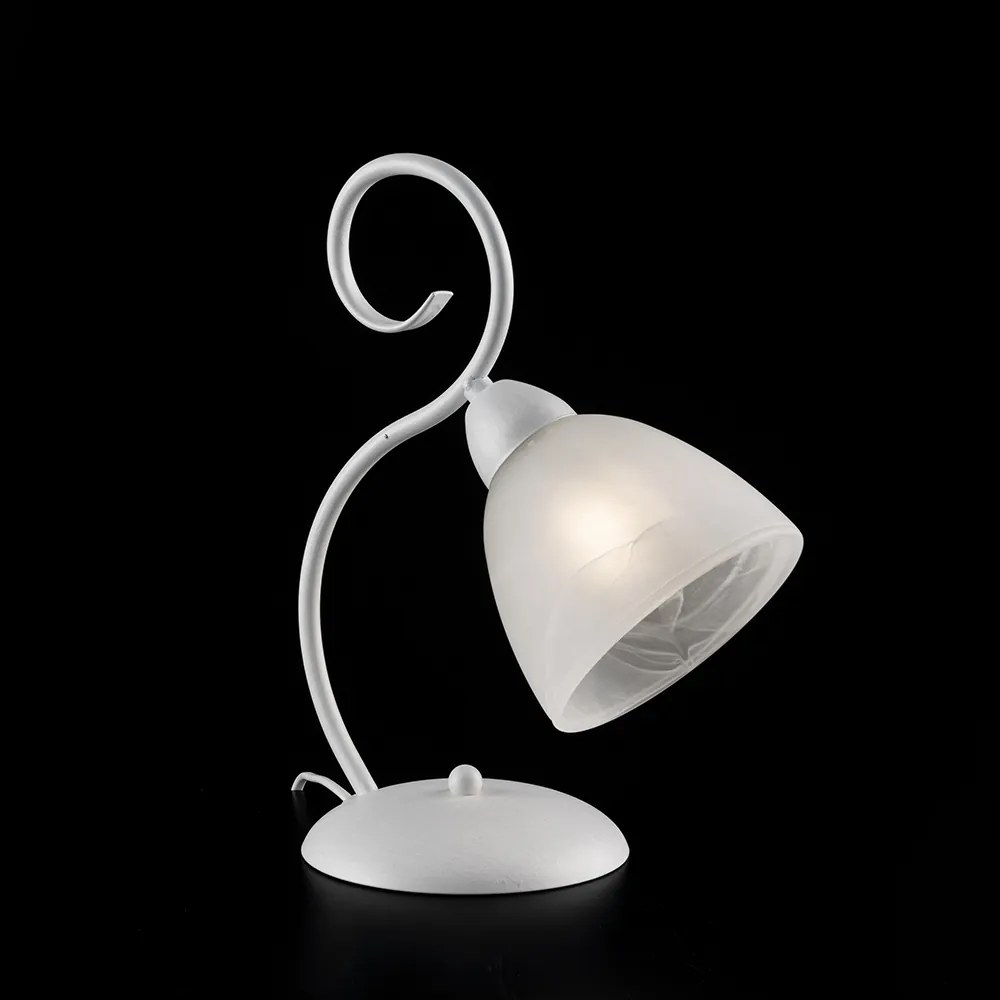 Lumetto 1 Luce Ferro Batturo Bianco Shabby e Vetro Bianco Serie Aurelio