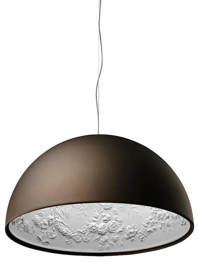 Flos Skygarden 2 Lampada 90 cm sospesa a luce diffusa interno in gesso vetro opalino e cupola Ruggine