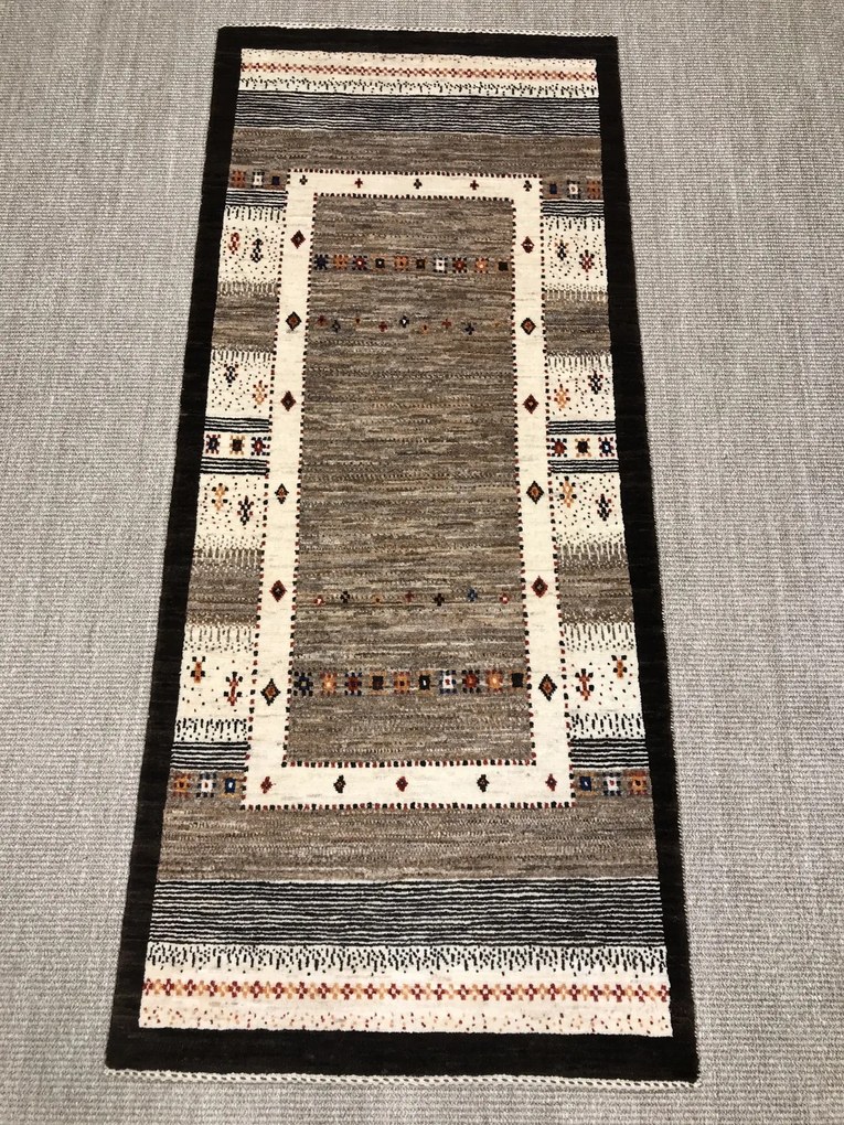 Loribaft Tappeto persiano 70x170 Grigio (Iran) Annodato A Mano