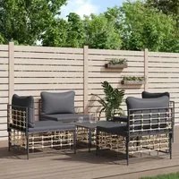 Set Divani da Giardino 5 pz con Cuscini Antracite in Polyrattan 3186711