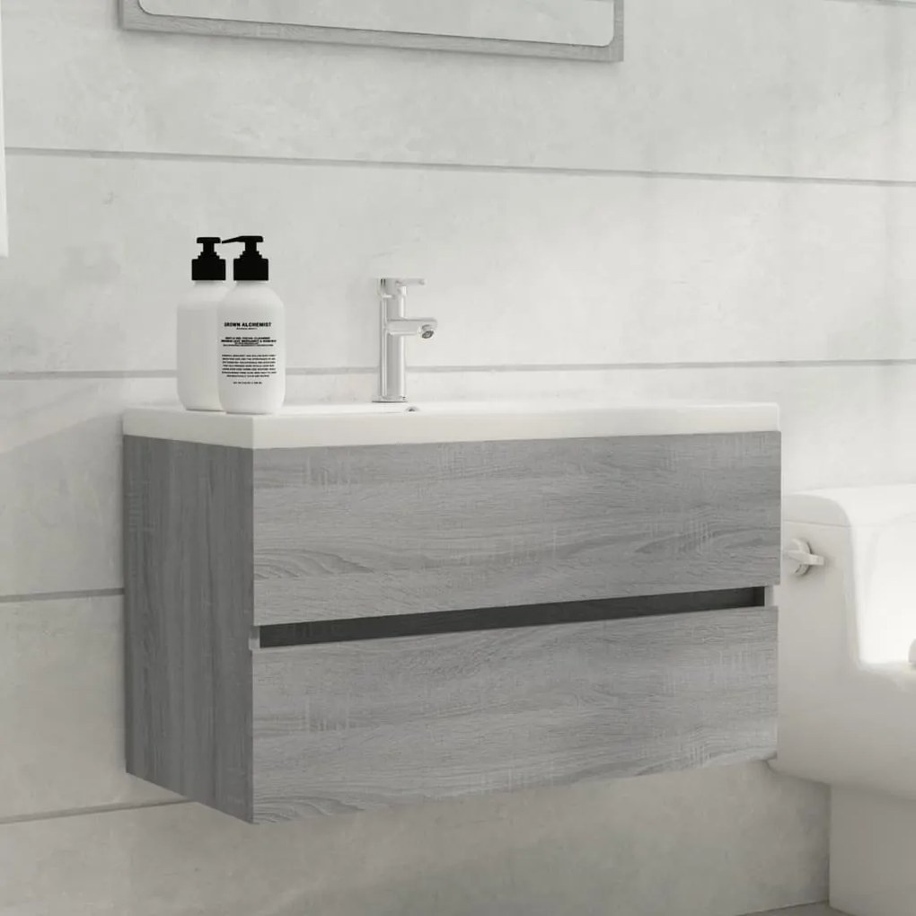 Mobile Sottolavabo Grigio Sonoma 80x38,5x45cm Legno Multistrato /
