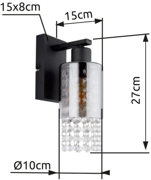 Globo 15799W - Applique BACKEY 1xE27/40W/230V nero