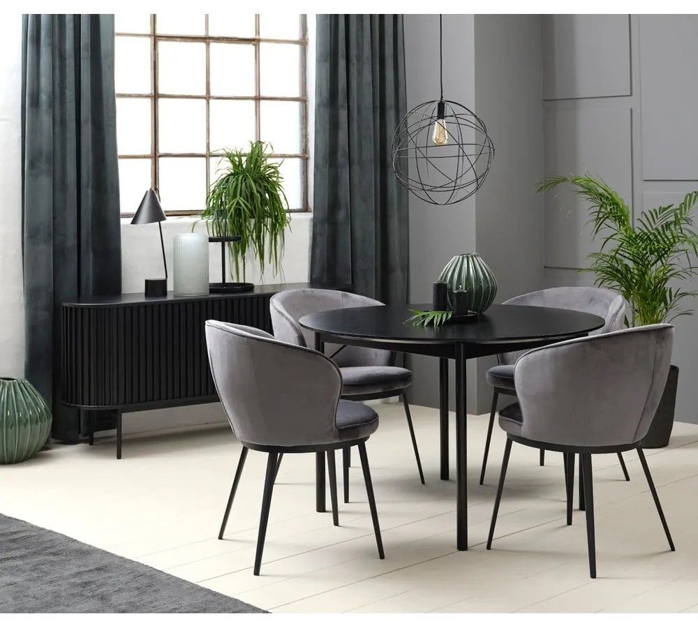 Cassettiera bassa nera in rovere con ante scorrevoli 73x160 cm Siena - Unique Furniture