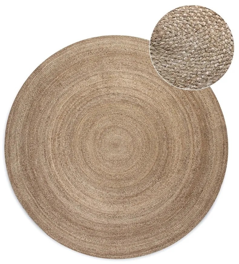 Tappeto rotondo di colore naturale in iuta reversibile ø 100 cm Braided Grey – Hanse Home