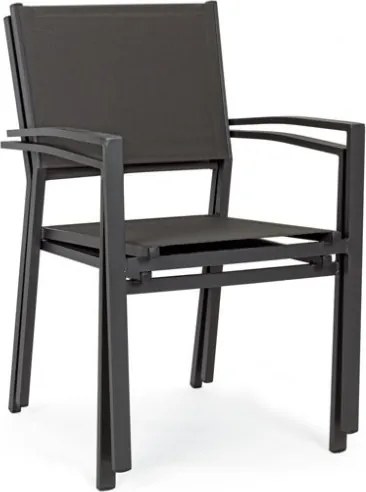 Sedia Da Esterno In Alluminio E Textilene Antracite Con Braccioli Hilde Bizzotto