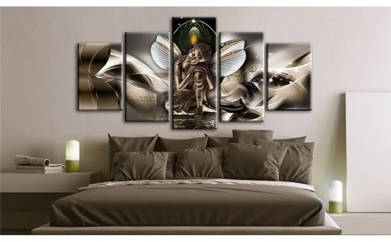 Quadro Alato Buddha  Colore Nero, Dimensioni e Misure 100x50