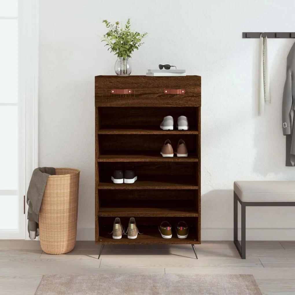 Scarpiera Rovere Marrone 60x35x105 Cm İn Legno Multistrato /