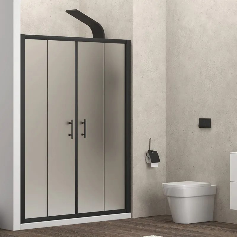 Porta doccia nera 150 cm vetro opaco doppio scorrevole | KFN6000NS - KAMALU