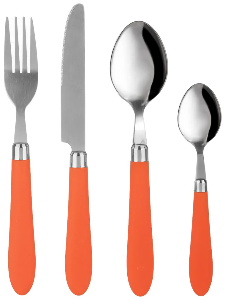 Set 24 posate Smooth in acciaio inox con manico arancione
