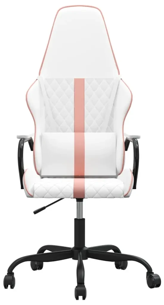 Sedia da gaming massaggiante rosa e bianca in similpelle