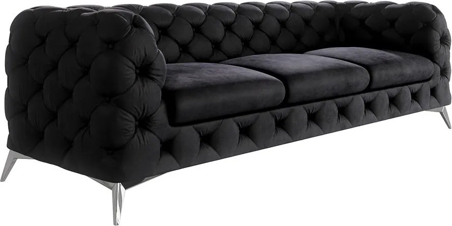 Divano nero con rivestimento in velluto 243 cm Chelsea – Ropez