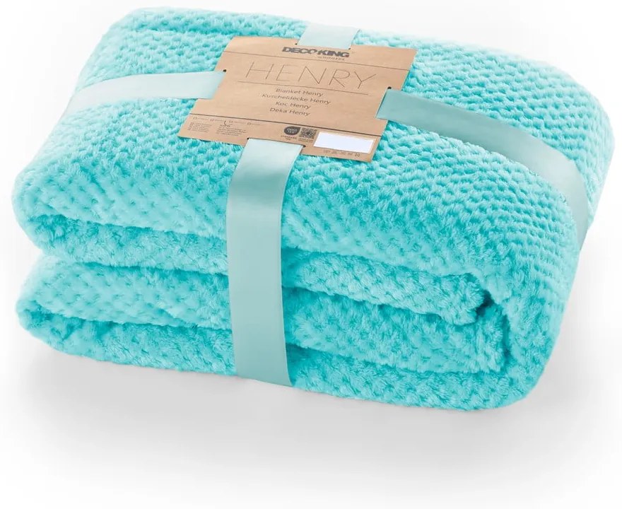 Copriletto Henry in microfibra turchese, 150 x 70 cm - DecoKing