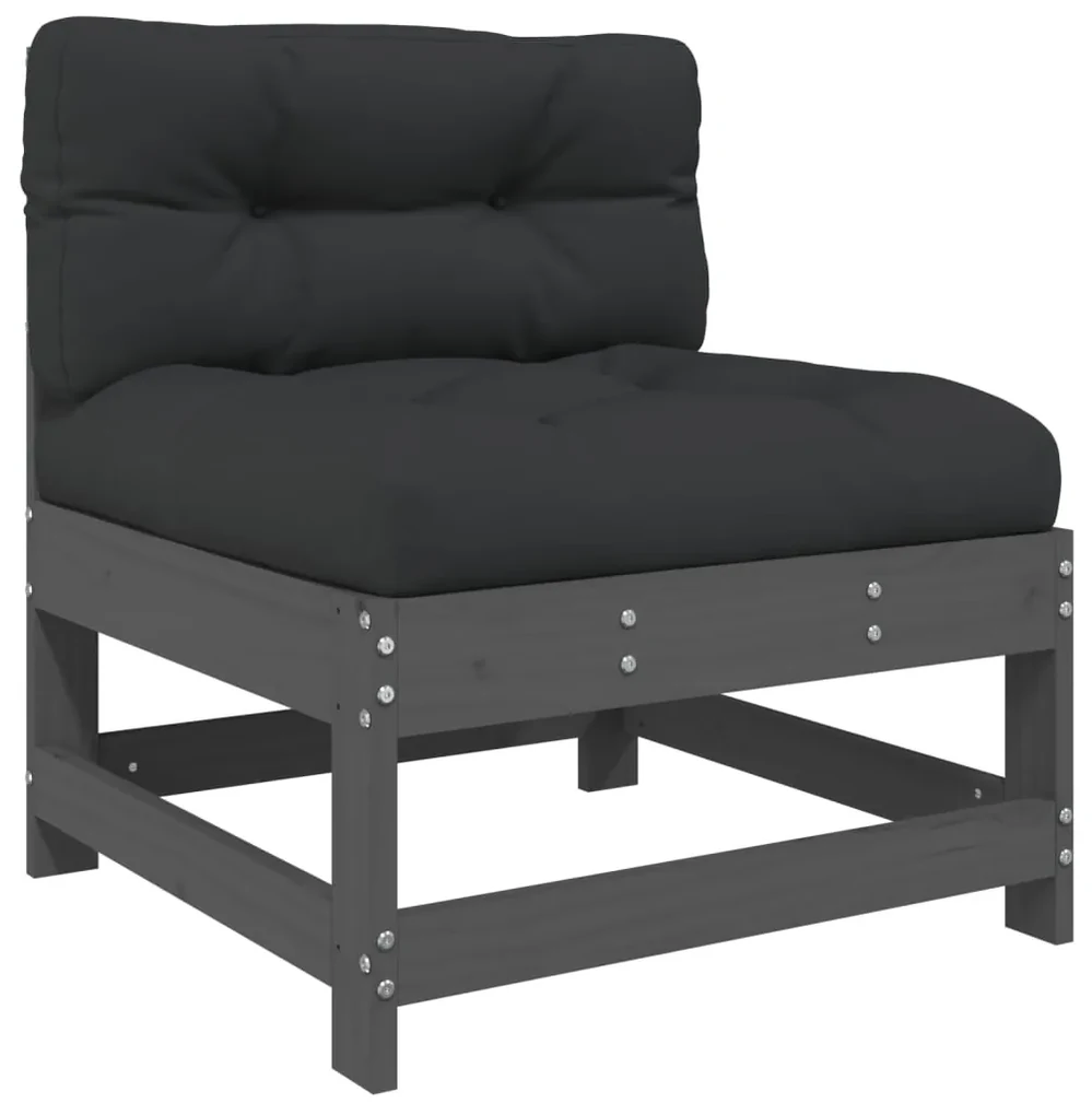 Set divani da giardino 10 pz con cuscini legno massello grigio