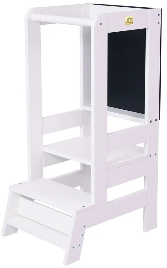 Torre di apprendimento bianca in pino massiccio Montessori – Meowbaby