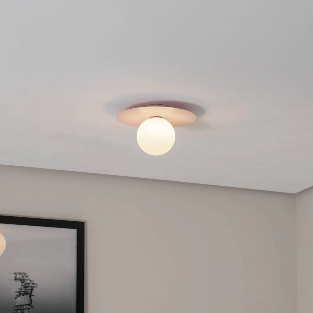 TK Lighting Plafoniere Pixie, rosa, vetro, Ø 25 cm, sfera, G9