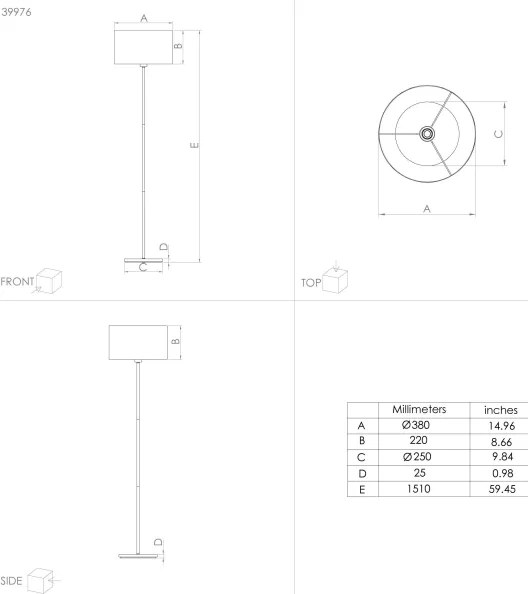 Eglo 39976 - Lampada con piedistallo CASUARITA 1xE27/40W/230V blu/oro
