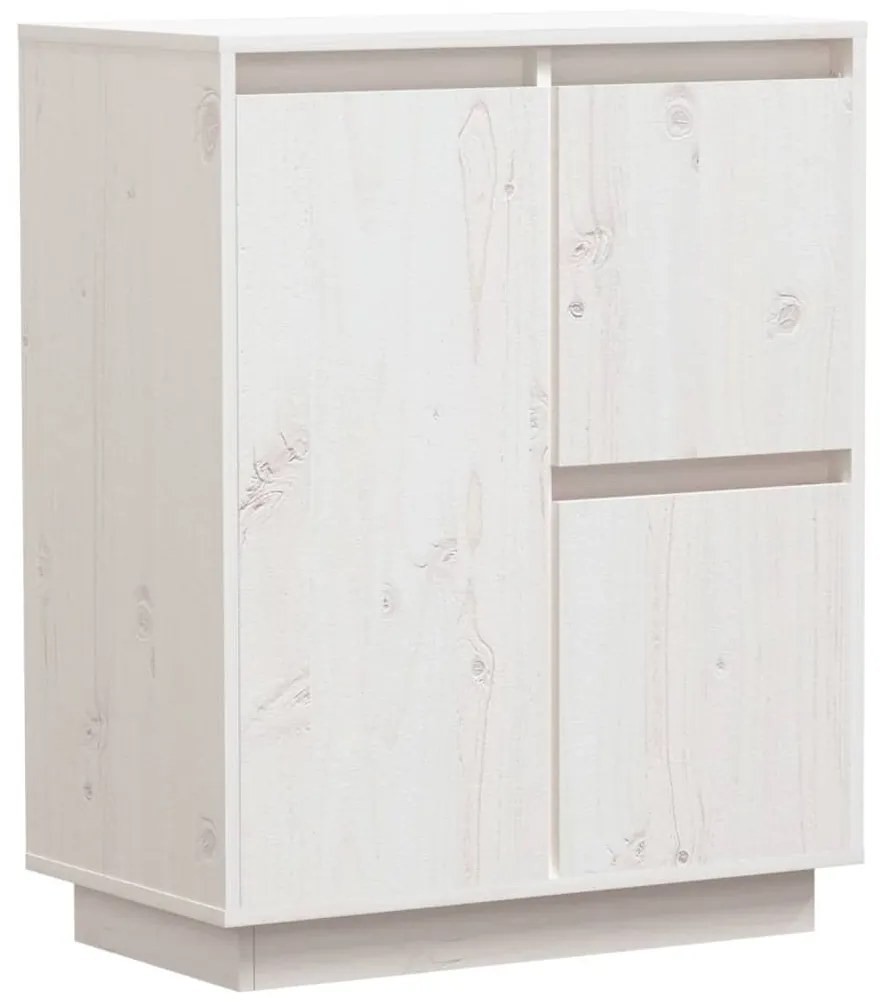 Credenza bianca 60x34x75 cm in legno massello di pino