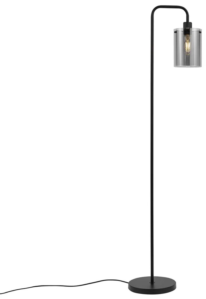 Lampada da terra di design nera con vetro fumé - Domo