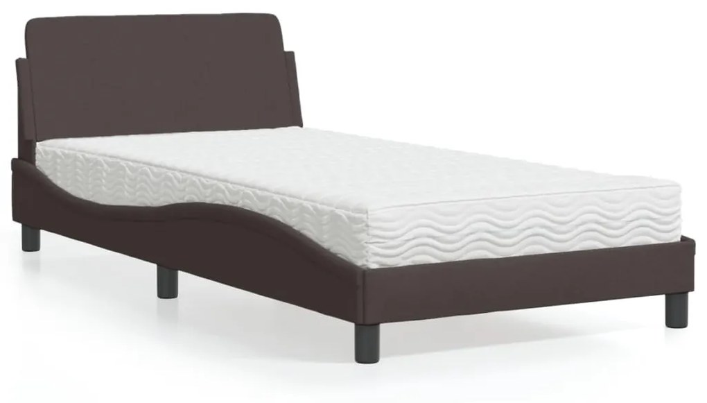 Letto con materasso marrone scuro 100x200 cm in tessuto