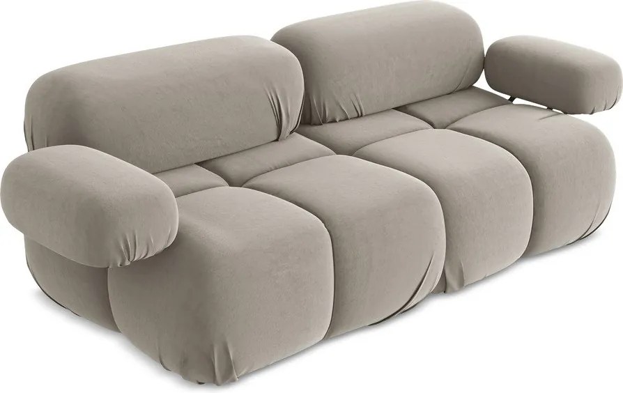 Divano componibile beige con rivestimento in velluto 190 cm Lokua – Makamii
