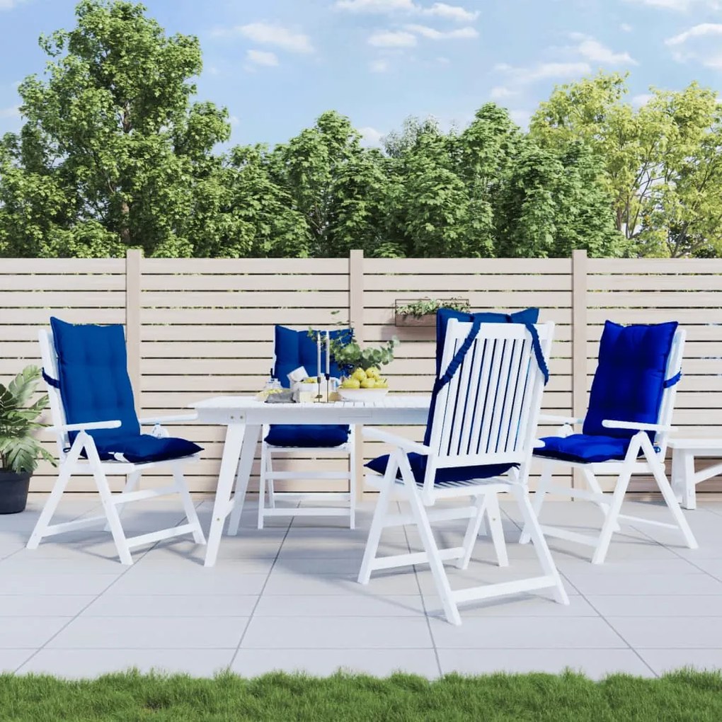 Cuscini Sedia Con Schienale Alto 4 Pz Blu Reale Tessuto Oxford /