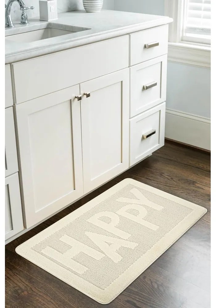 Tappetino per il bagno color crema 60x100 cm Happy – Foutastic