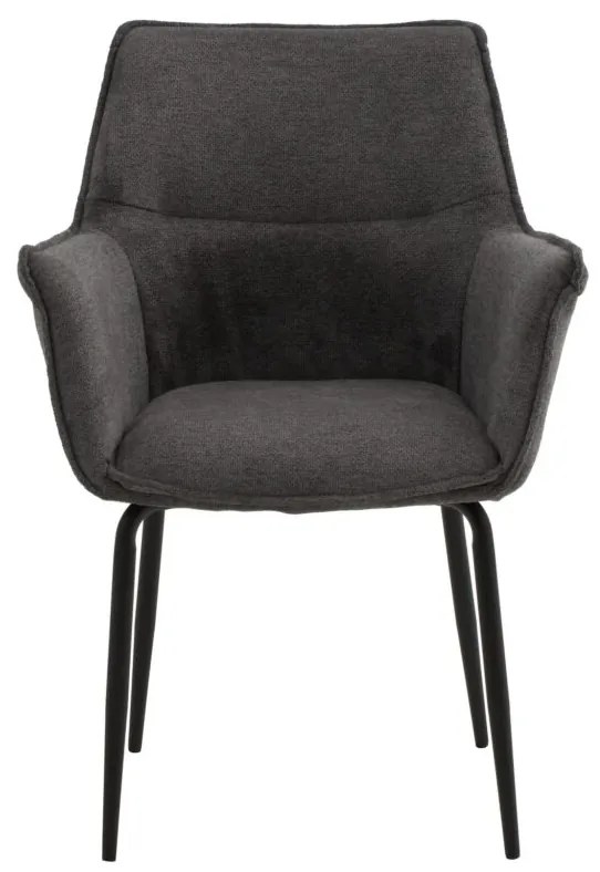 Set di sedie SHERMAN OAKS in tessuto grigio e gambe in metallo nero, con braccioli
