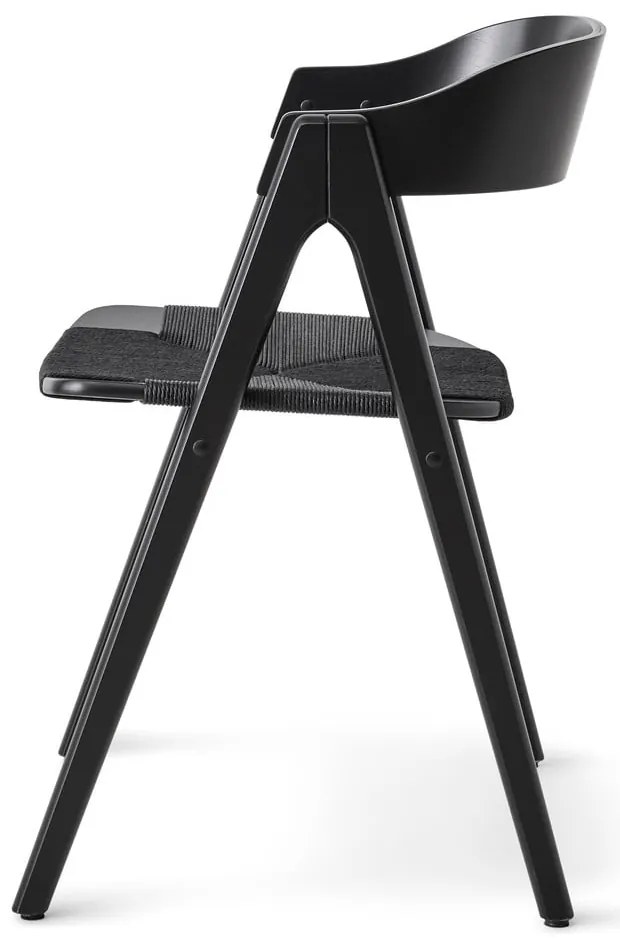 Sedia da pranzo in legno di faggio nero con seduta in rattan nero Findahl di Hammel Mette - Hammel Furniture
