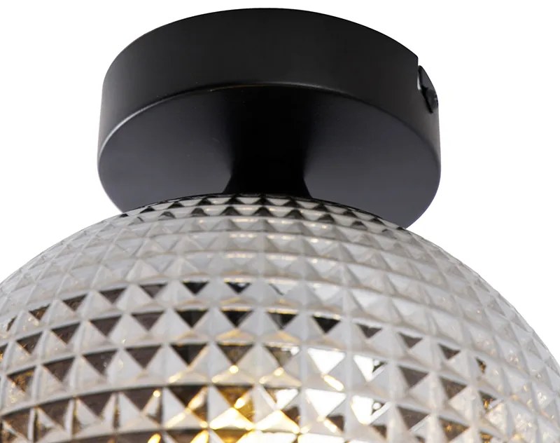 Plafoniera Art Déco nera con vetro fumé - Sphere