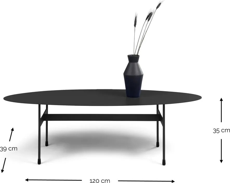 Tavolino da salotto nero in metallo 39x120 cm Mira – Spinder Design