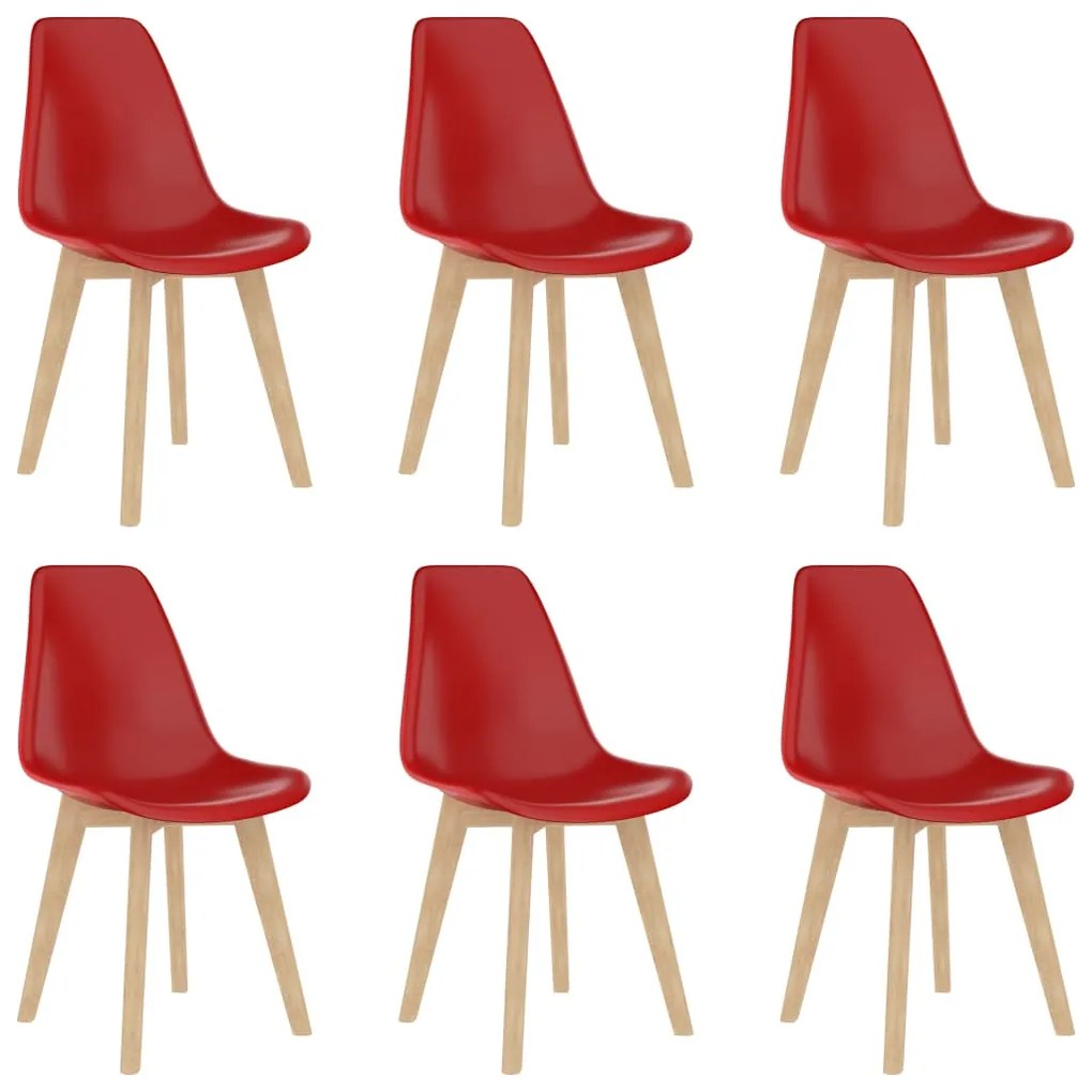 Sedie Da Pranzo 6 Pz Rosse İn Plastica /