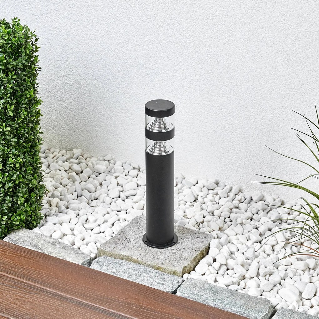 Lindby lampioncino LED Lanea, 40 cm, nero, acciaio inox, IP44 LANEA, Nero, Acciaio Inox, Moderno, Lampada LED da esterni